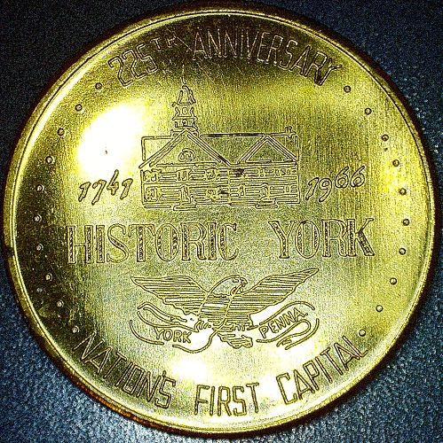 1966 Historic York PA Nation's First Capital 225th Good For 50 Cents Token (#3)