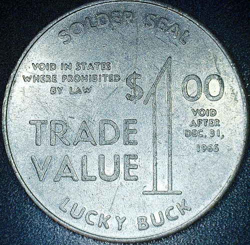 1966 Solder Seal Lucky Buck Aluminum G/F $1 Trade Token Charlotte, NC