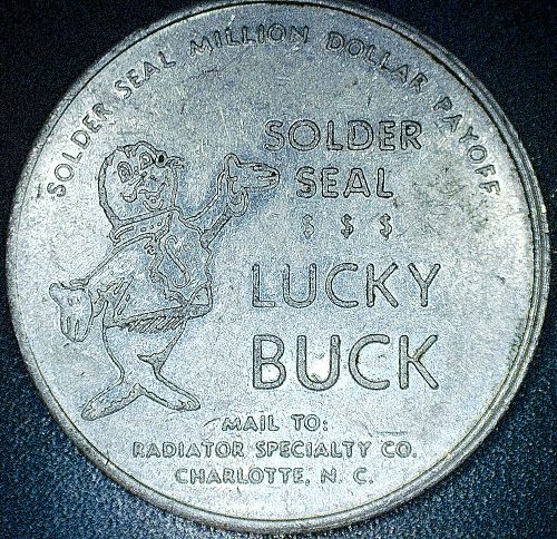 1966 Solder Seal Lucky Buck Aluminum G/F $1 Trade Token Charlotte, NC