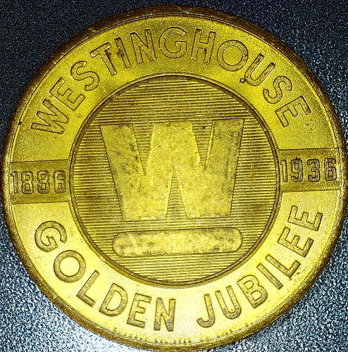 1886-1936 WESTINGHOUSE GOLDEN JUBILEE MEDAL - New Standard of Refrigerator Value