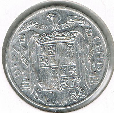 10 Centimos - Iberian rider, Spain, 1953