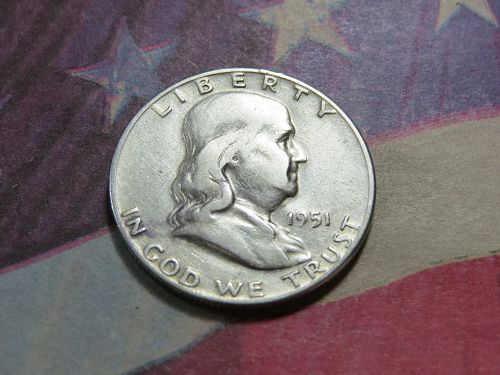 1951-S FRANKLN HALF DOLLAR ~ 90% SILVER ~  LOT A911*