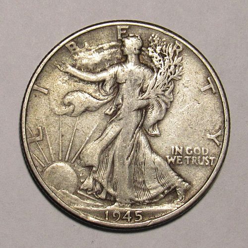 1945 P Walking Liberty Half Dollar in circulated condition