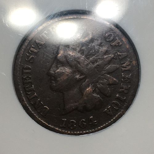 1864 Indian Head Cent Penny With L on Ribbon ANACS "Soapbox" G-6