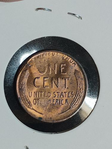 1953-S LINCOLN WHEAT CENT AU-58 RB,  STRUCK THROUGH TAPERED THIN PLANCHET 2.6 GRAMS