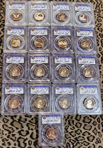 2000-2016 S Native American $1 DIEHL SIGNED LABELS 17 Proof Coins Lot PCGS PR69 DCAM