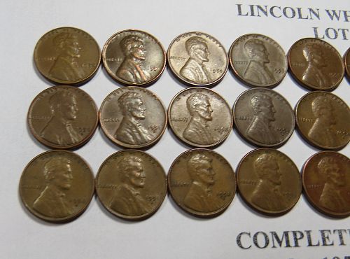1950-PDS to 1959-PD COMPLETE SET OF 1950's LINCOLN CENTS (LOT OF 26) LOT J284