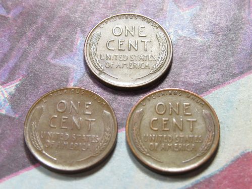 1941-P 1941-D 1941-S  LINCOLN CENTS -  WORLD WAR 2 ERA - (LOT OF 3 CENTS) LOT J298