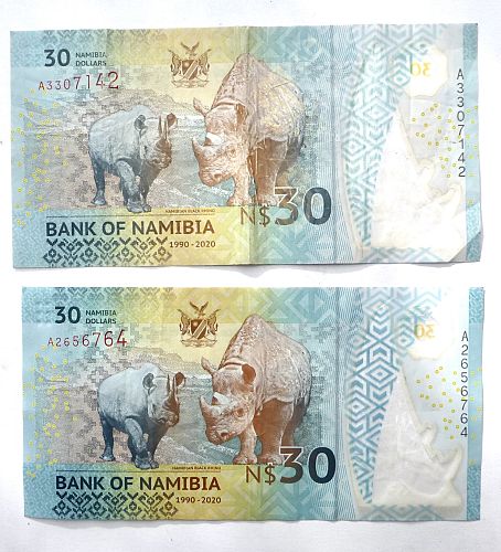 NAMIBIA 30 DOLLAR COMMEM BANK NOTE 2020 x 2