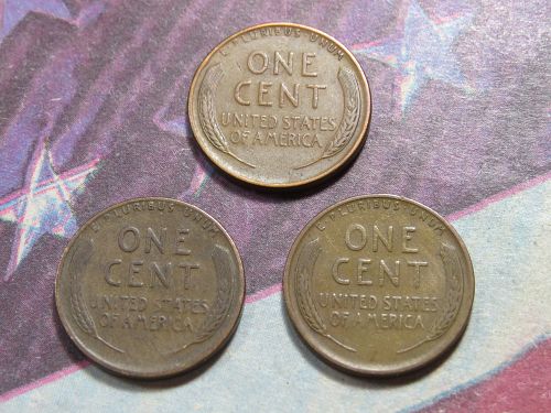 1935-P 1935-D 1935-S  LINCOLN WHEAT CENTS - (LOT OF 3 CENTS) LOT J309