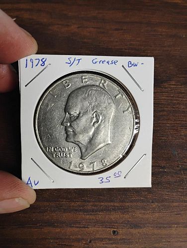 1978 EISENHOWER DOLLAR AU STRUCK THROUGH GREASE OBVERSE & REVERSE ERROR COIN LOT 2