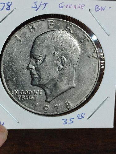 1978 EISENHOWER DOLLAR AU STRUCK THROUGH GREASE OBVERSE & REVERSE ERROR COIN LOT 2