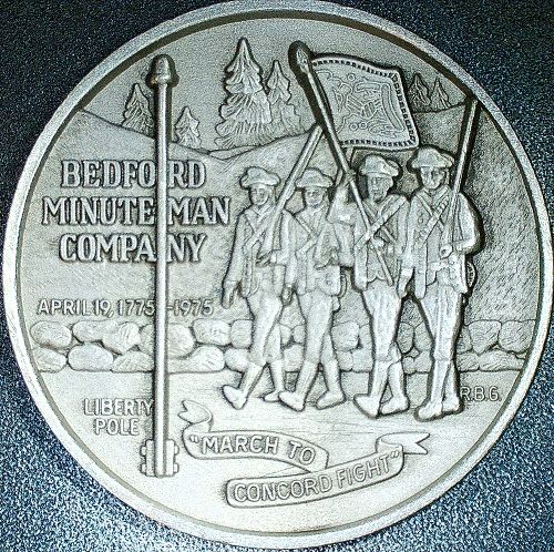 Bedford,MA. Pewter Town Medal U.S. Bicentennial 1975 The 1st American Flag