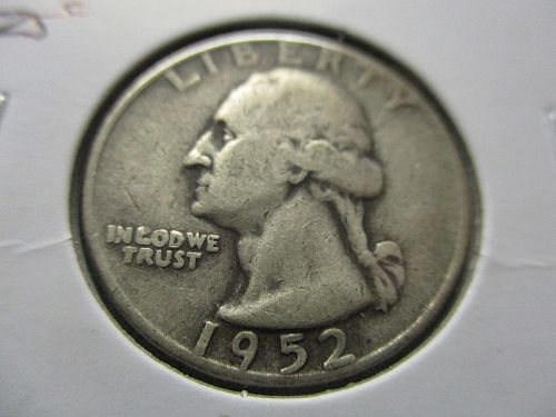 1952-D  Washington Quarter.  Item: 25 W52D-17.