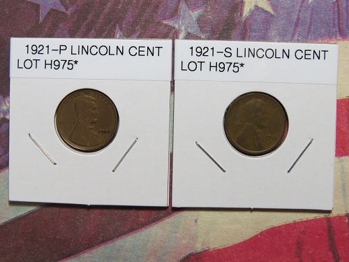 1921-P 1921-S LINCOLN WHEAT CENTS - (LOT OF 2 COINS) LOT H975*