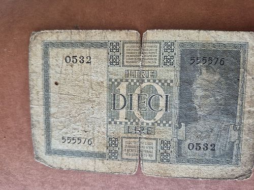 1939  Italy 10 Lire Note