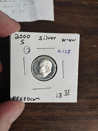 2000-S ROOSEVELT DIME PF68-DCAM SILVER