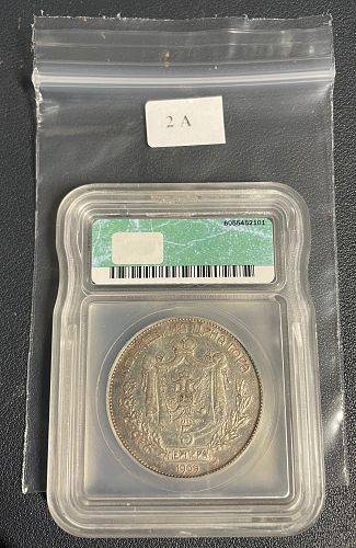 2A - Montenegro - 1909 5 Perpera ICG AU50