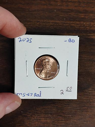 2025 LINCOLN SHIELD CENT MS-67 RED FRESH FROM BRINKS!!
