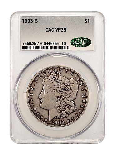 1903-S Morgan Dollar, Very Fine+, CACG VF-25, Original Semi Key Date