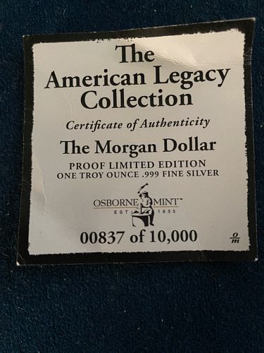 OSBORNE MINT - MORGAN DOLLAR - ONE OZ  999 FINE  SILVER ROUND  - ENCAPSULATED