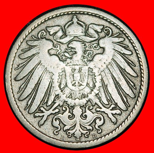 Ⰶ EAGLE (1890-1916): GERMANY ★ 10 PFENNIGS 1896D BAVARIA! WILLIAM II (1888-1918)
