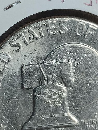 1976 eisnehower dollar au type-2 struck through obverse & reverse  grease error coin