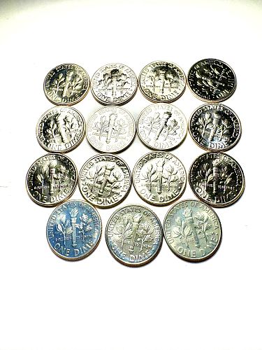 Roosevelt Dimes Lot 15 BU From Mint Sets