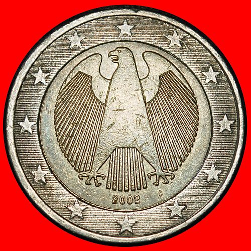 Ⰶ PHALLIC TYPE (2002-2006): GERMANY ★ 2 EUROS 2002J HAMBURG DOUBLE DATE EAGLE!