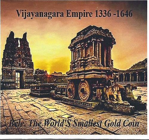 5 coin set India, Vijayanagara Empire 1336 -1646 AD Bele, The World's Smallest Gold Coin (Black Box)