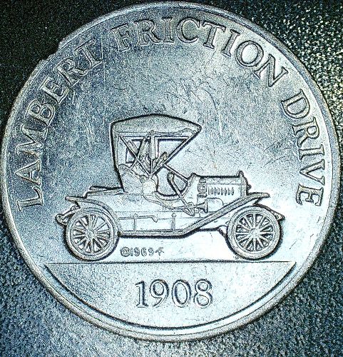 Lambert Friction Drive 1908 Sunoco Antique Car Coin Aluminium Token 26mm
