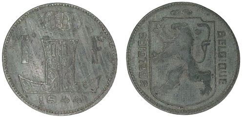 Europe - German Occupation of the Kingdom of Belgium - 1 Franc - 1944