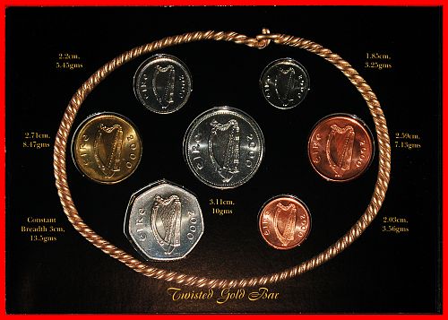 ⰆMILLENNIUM GOLD SHIP:IRELAND★1-2-5-10-20-50 PENCE 1 POUND 2000 BU SET JUST PUBLISHED