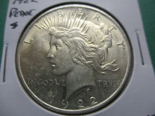1922  MS62 Peace Dollar. Item: DP 22-39.