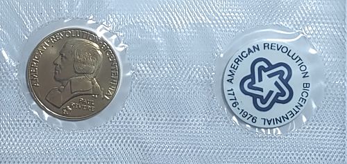 1975 American Revolution Bicentennial Paul Revere Medal & First Day Cover Stamps