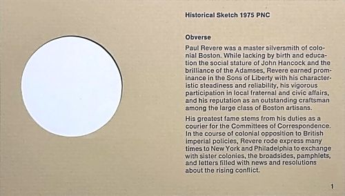 1975 American Revolution Bicentennial Paul Revere Medal & First Day Cover Stamps