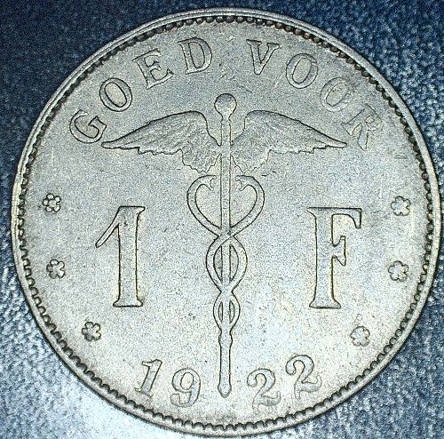 BELGIUM 1 Franc Albert I Dutch Goed VOOR 1922 Nickel &bull; 5 g ⌀ 23 mm