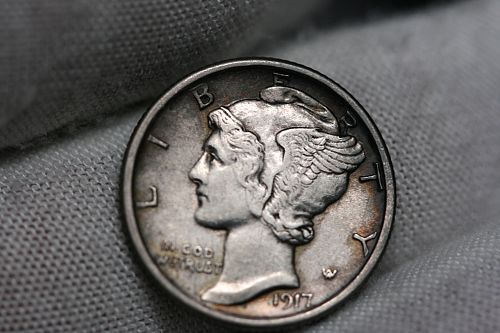 1917 D Mercury Dime TONED