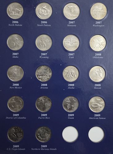 Complete 58 Coin "State Quarter Set" in Warman's folder, Uncirculated 1999-2009