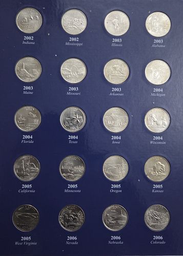 Complete 58 Coin "State Quarter Set" in Warman's folder, Uncirculated 1999-2009