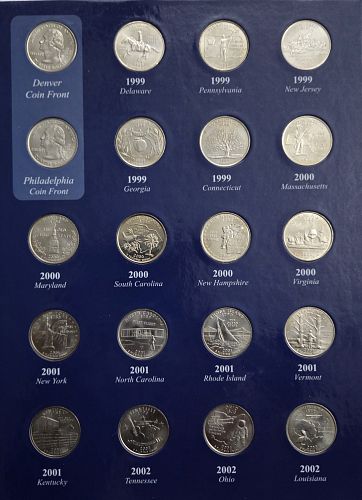 Complete 58 Coin "State Quarter Set" in Warman's folder, Uncirculated 1999-2009
