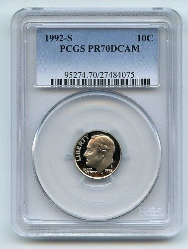 1992  S  PROOF ROOSEVELT DIME  -- PF 70