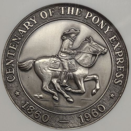 HK-584, Pony Express Centennial Mumey Dollar, Choice Uncirculated, NGC MS-63
