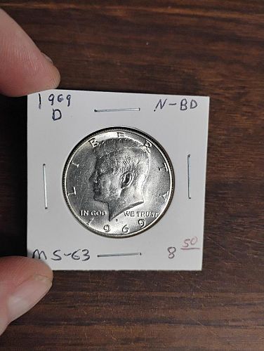 1969-D KENNEDY HALF DOLLAR MS-63   40 % SILVER