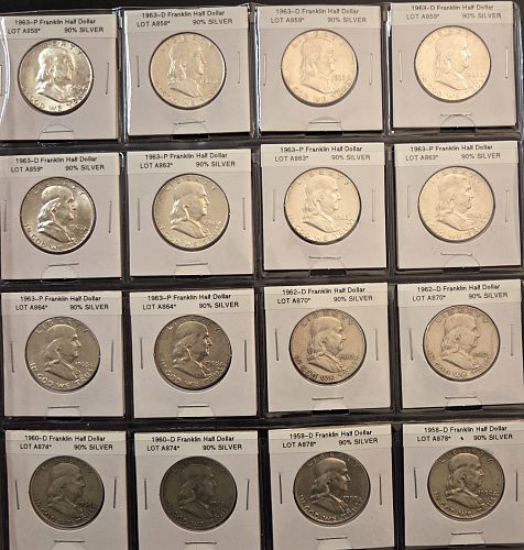 Franklin Half Dollars Mixed Dates