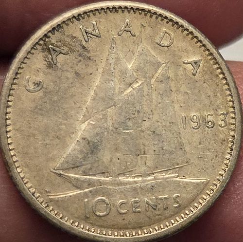 Canada 10 Cents 1963 VF Silver
