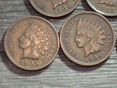 7 (1900-1908) Indian Head Pennies Very Good or Better