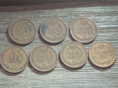 7 (1900-1908) Indian Head Pennies Very Good or Better