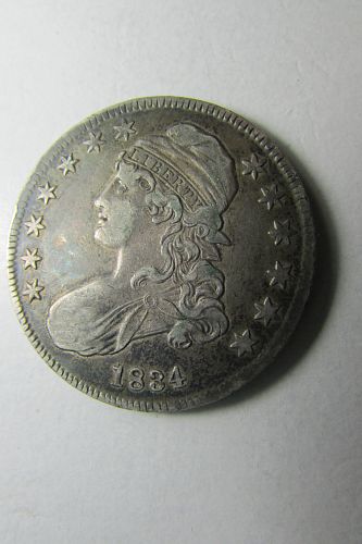 1834 CAPPED BUST SILVER HALF DOLLAR, (Lettered Edge)