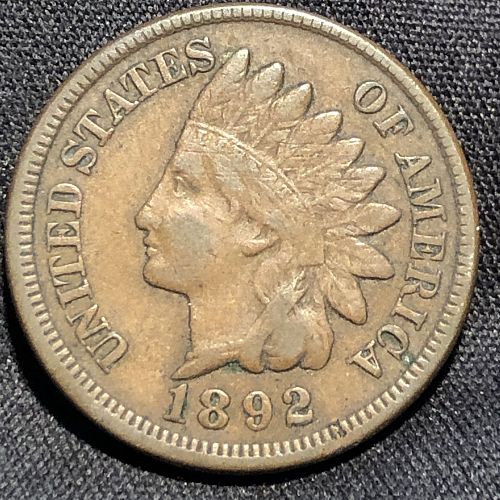 1892-P Indian Head Small Cent Coin - VF (Very Fine) condition